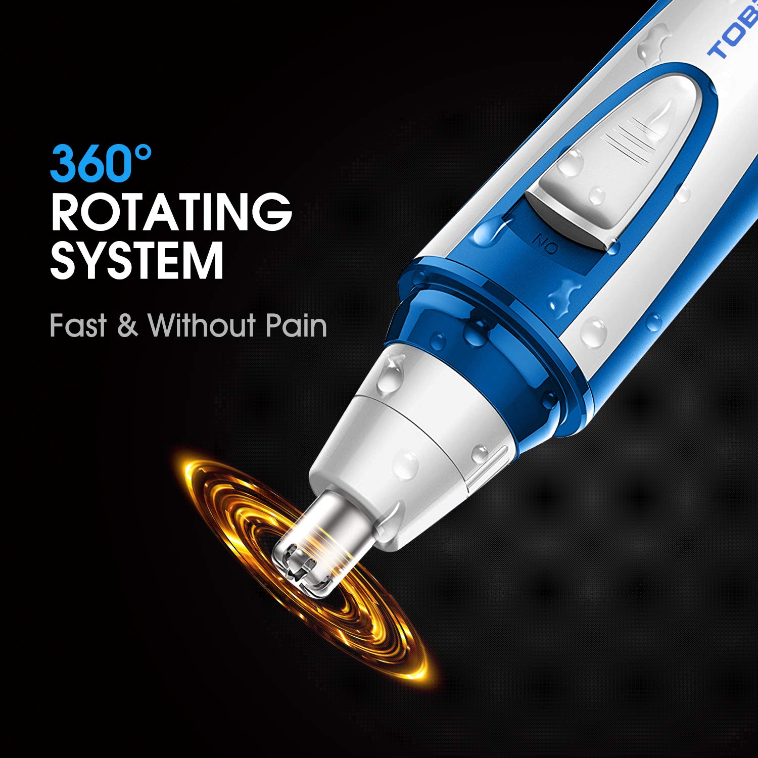 Tobeape Mute Design Nose Trimmer and Ear Hair Trimmer for Men Women, Wet/Dry Nose Hair Clippers Painless Trimming with Dual Edge Blades & Vacuum Cleaning System