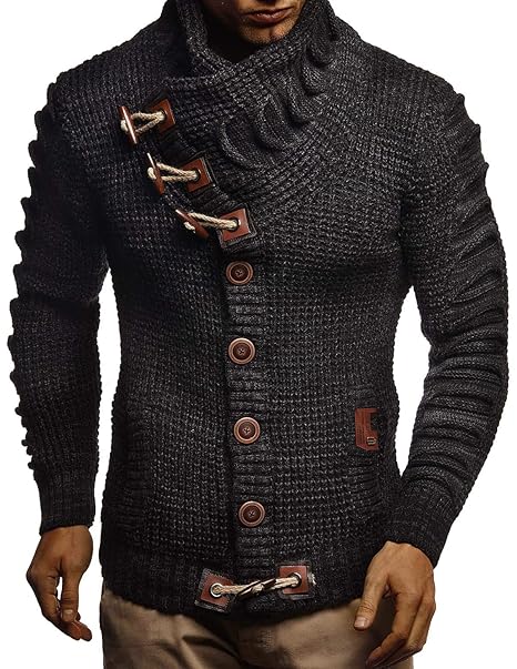 LEIF NELSON Herren Strickjacke | Männer Jacke Slim Fit | Moderne Freizeitjacke | Stylische Übergangsjacke LN5585