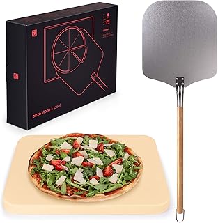 Blumtal Pizzastein Gasgrill & Pizzasschieber - Pizzastein aus Cordierit für Backofen, Grill Steinofen Backstein, rechteckig