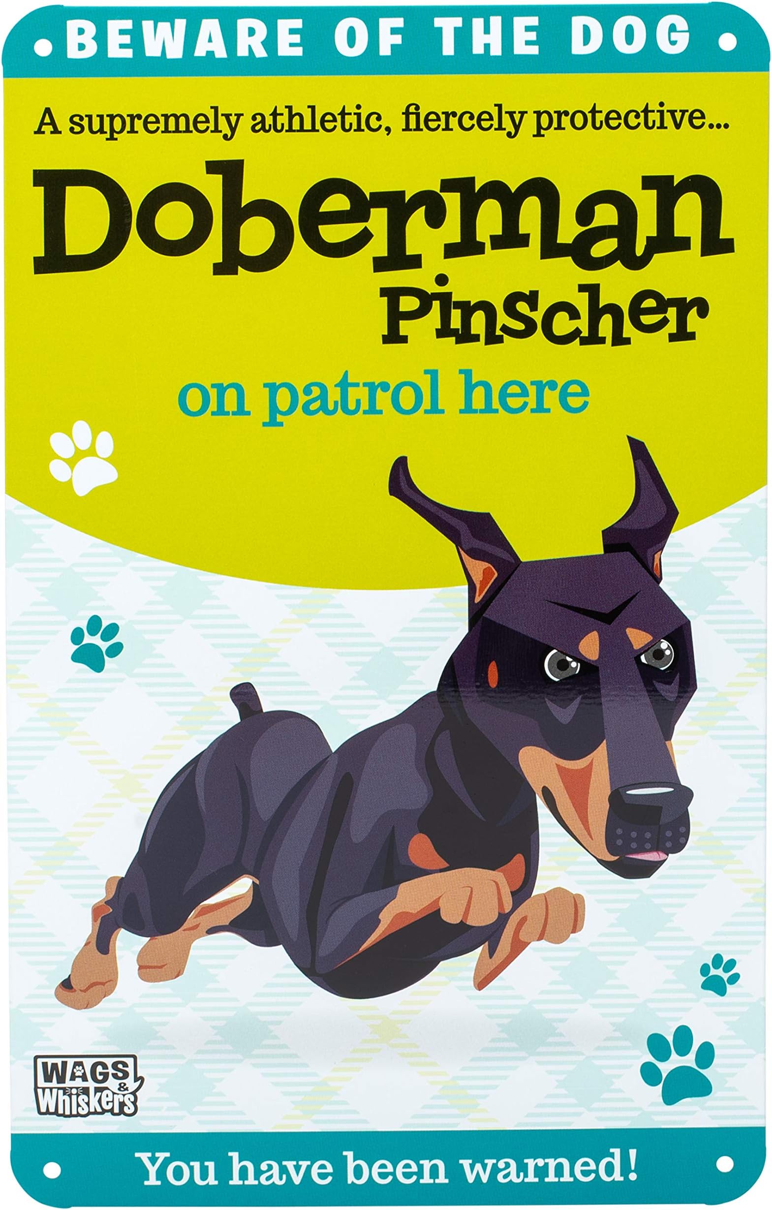 Wags and Whiskers Doberman Pinscher Sign, Large, Multi