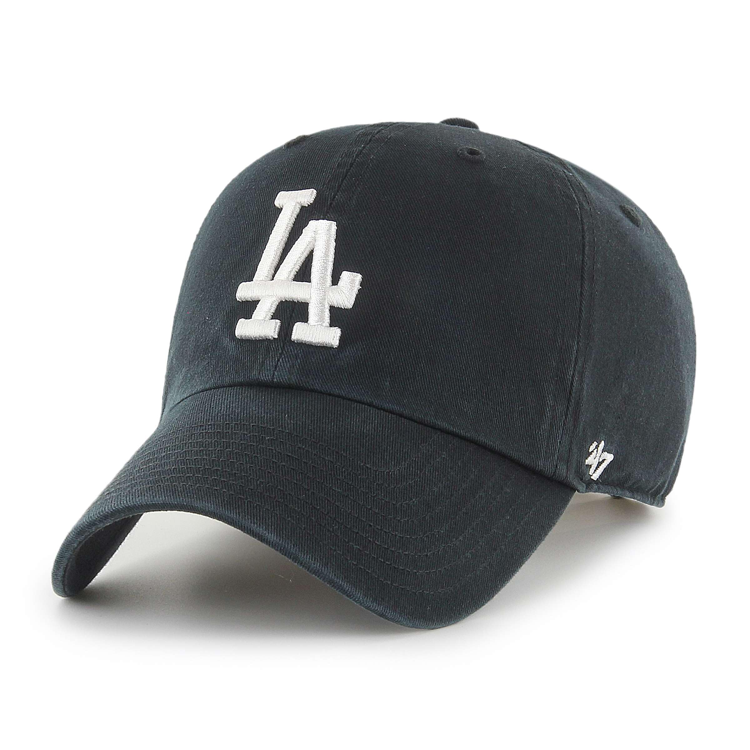47 Los Angeles Dodgers MLB Clean Up Unisex Baseball Cap, Adjustable, White Logo, Black