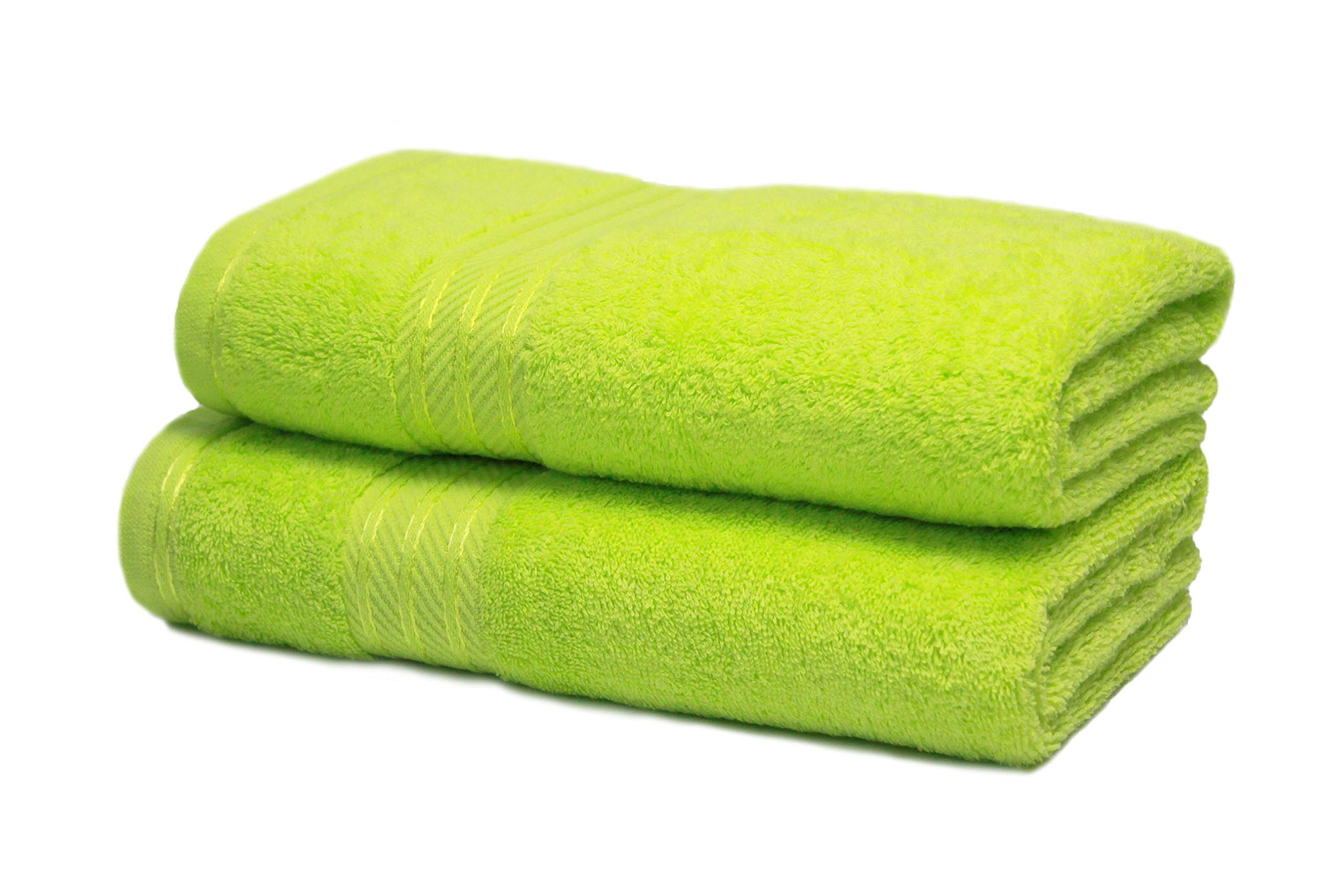 Bentley Priory Linens Hand Towels (2 PACK) for Bathroom Supreme Range 500GSM Super Soft Cotton Pack of 2 Absorbent and Quick Dry Hand Towels Set 50 x 85cm (NEON GREEN LIME)