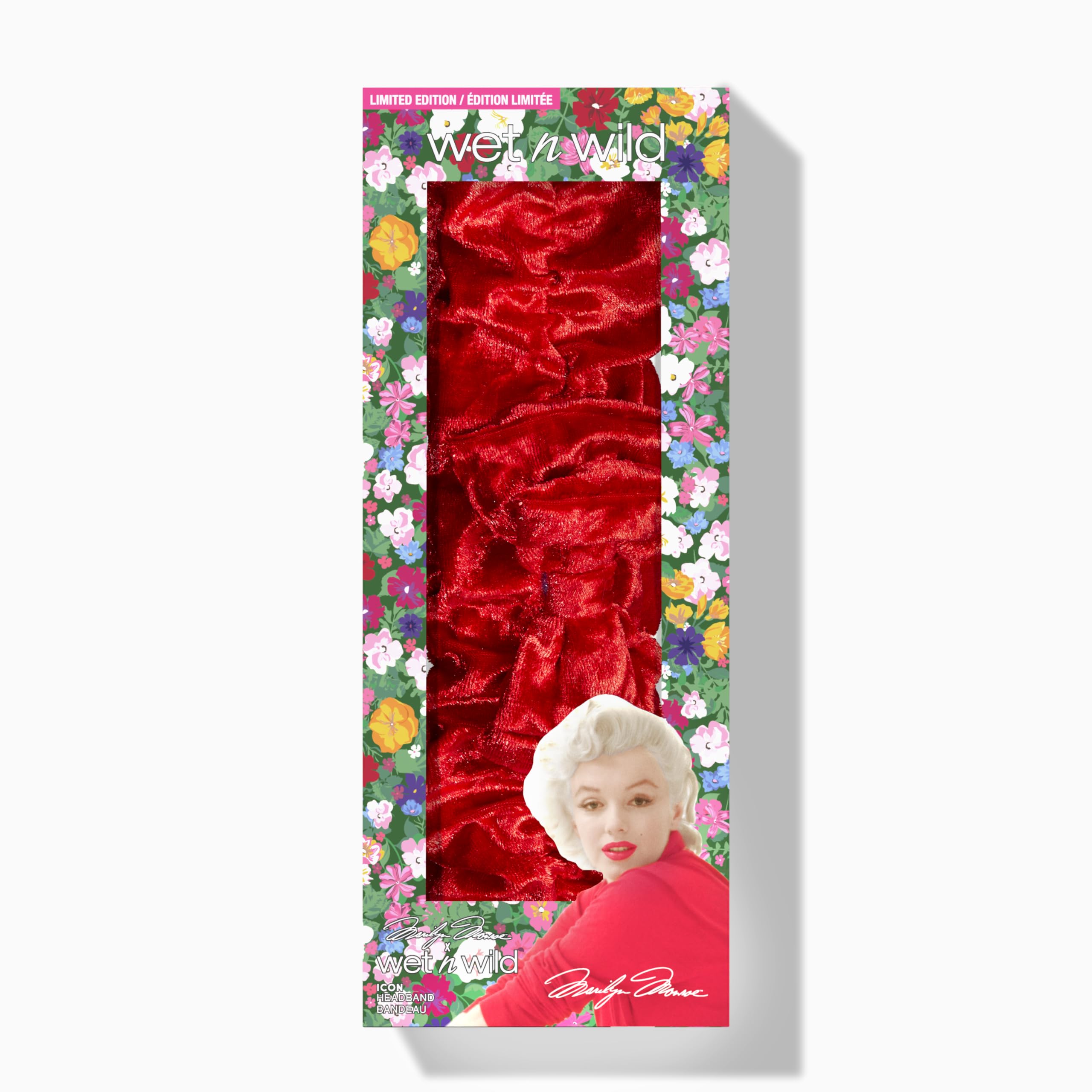 Wet n Wild Marilyn Monroe Icon Headband, Make-Up Hair Band in Velvety Soft Fabric, Red Headband for Makeup and Skincare Routine, No-Slip Design
