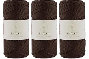 S SENSY 3 Skeins of Sensy 1.5mm 164 Yards Polyester Rope 100% Polypropylene Cord Macrame Cord Crochet Bag Cord Macrame Rope Crochet Thread Gift for Knitter (Brown)