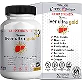 Liver Ultra Gold Extra Strength Supplement, 60 Veggie Capsules, Natural Liver Support with Milk Thistle, Beetroot, Artichoke, 30 Day Supply (1)