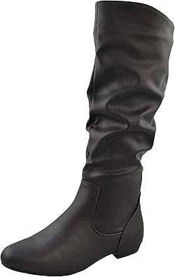 ladies black knee length boots