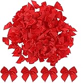 Mini Bows, 100 Pcs 1 Inch Small Red Bows Satin Ribbon Bows Tiny Premade Bows for DIY Sewing Crafts Gift Wrapping Basket Wedding Birthday Christmas Party Scrapbooking Decorations