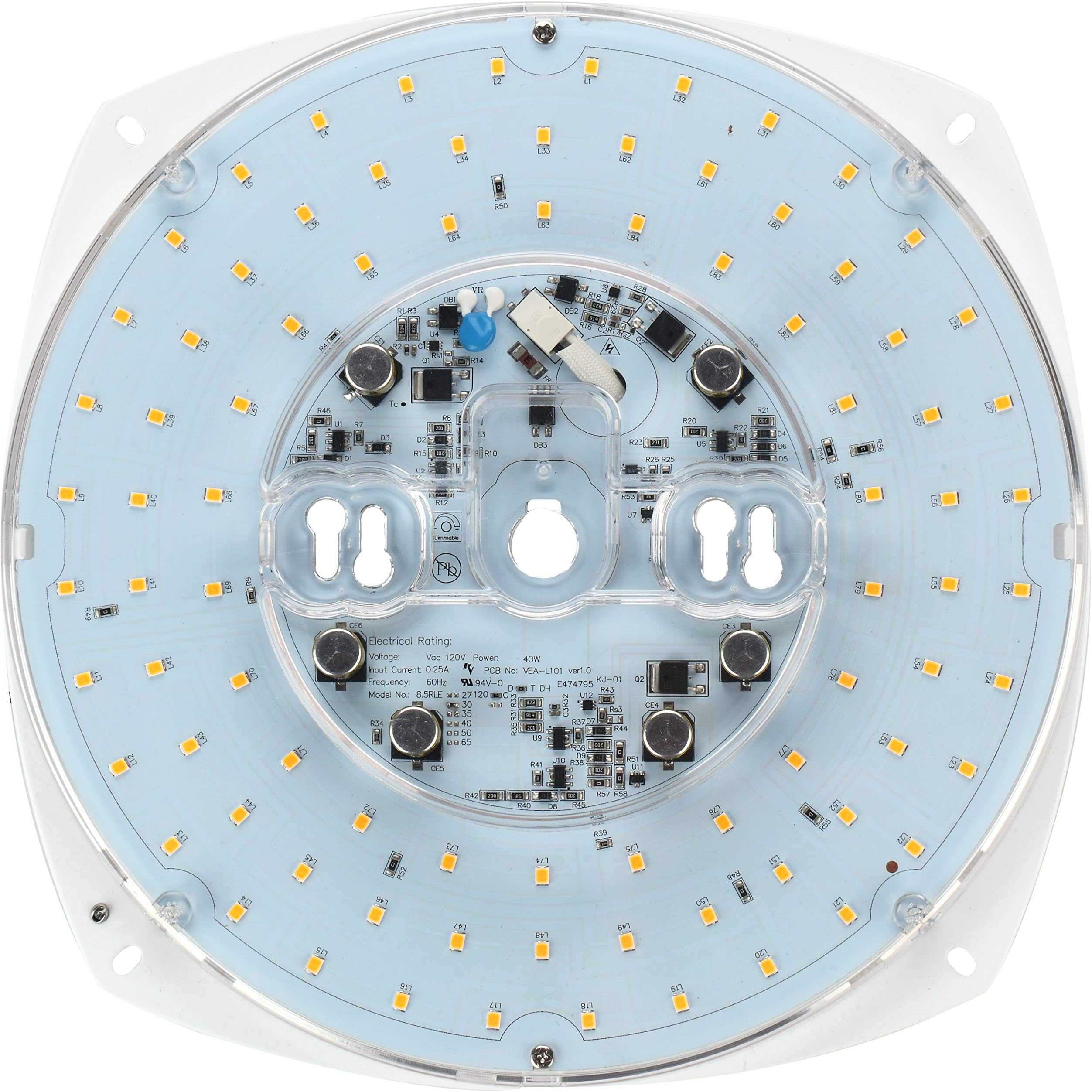 Silverlite 8.5" PCB Size,10.2" Overall Size, LED Retrofit Kit Light Engine for Ceiling Fan Light,Flush Light,Pendant,Lantern and Garden light,40W,5000K,3500LM,120V,CRI80,Dimmable, UL Certified