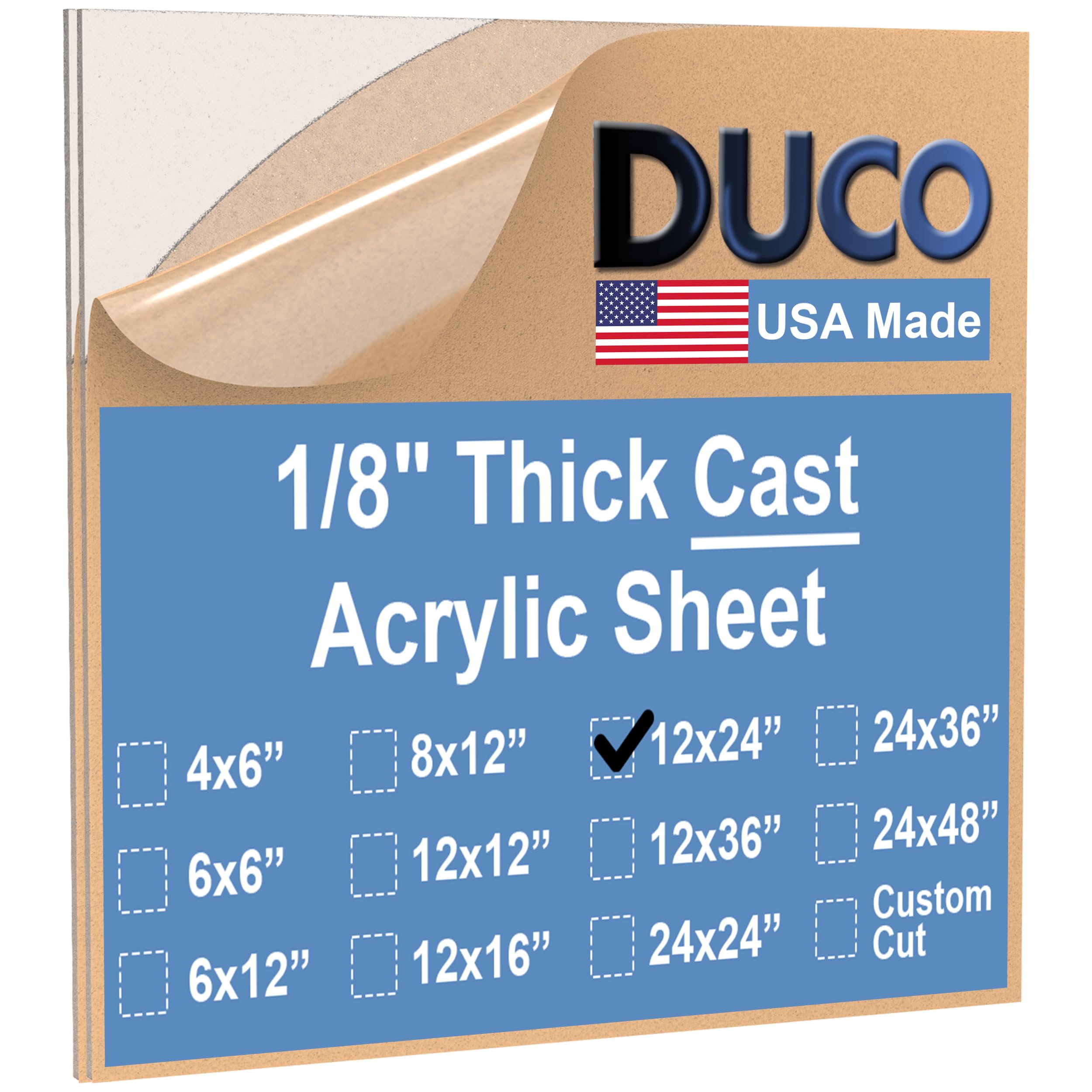 Duco Clear Acrylic Sheets 1/8" Thick 12" x