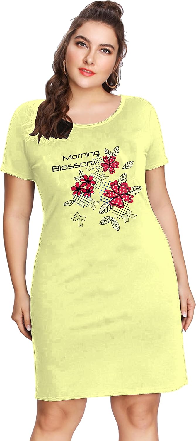 so sweety ladies plus size long polo (yellow color) cotton night dress