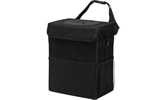 AOKJOY Car Garbage can with lid Leak Proof Vehicle Trash Can 3 Storage Pockets Hanging Waterproof car Trash Bag for SUV Black