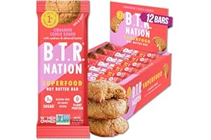 B.T.R. Nation Superfood Keto Protein Bars, Plant Based Vegan Protein - Cinnamon Cookie Dough ENERGY | 12 Pack| Low Carb, Low Calorie, Gluten Free, No Sugar Alcohols, Boosted with Superfoods