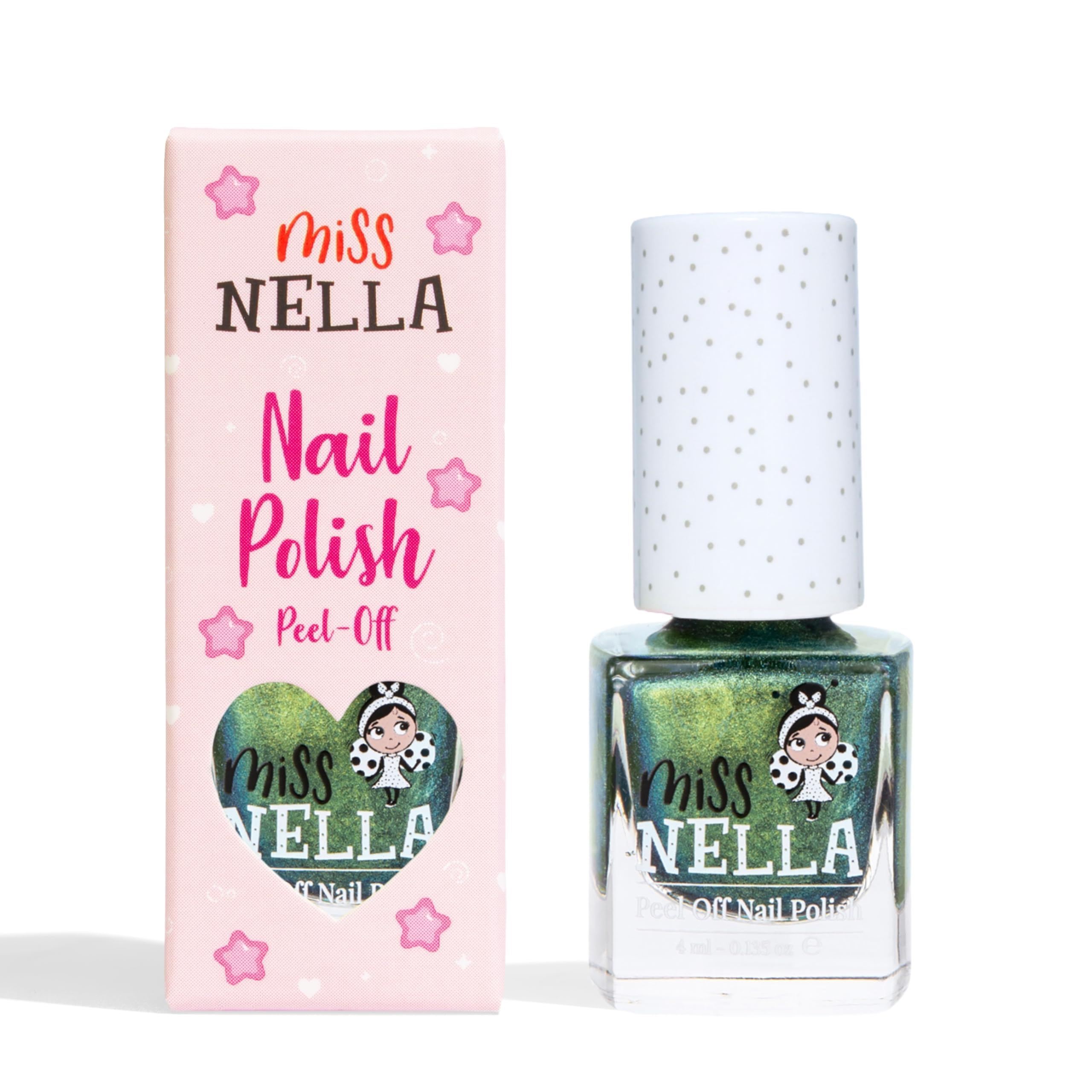 Miss Nella Alien Poo – Safe Special Green sparkle Nail Polish for Kids, Non-Toxic & Odour Free Formula for Children and Toddlers, Natural Water Based for Easy Peel Off