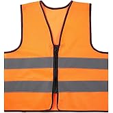 HekouJiub Kids Safety Vest, High Visibility Reflective Construction Vest for Kids Child Construction Costume for Cycling Skiing (Orange)