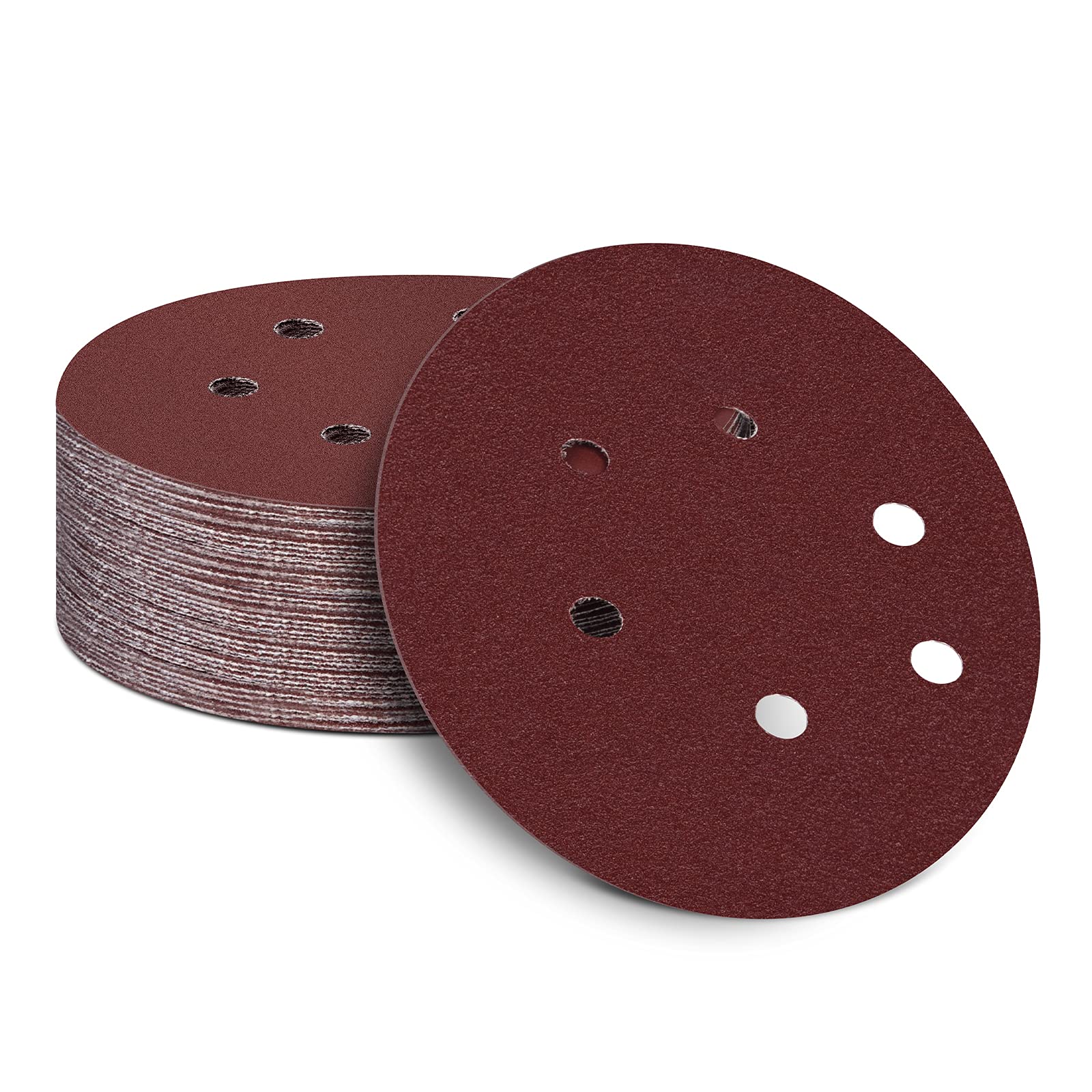150mm Sanding Discs Pads, 120 Grit Sandpaper Sheet, 6 Inch 6 Hole Round Sanding Discs Pads for Random Orbital Sander(50pcs)
