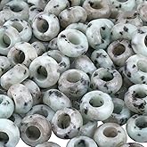 TUMBEELLUWA Natural Gemstone Beads for Jewelry Making, Rondelle Large Hole Loose Beads Pack of 15,Sesame Jasper(8x14 mm)