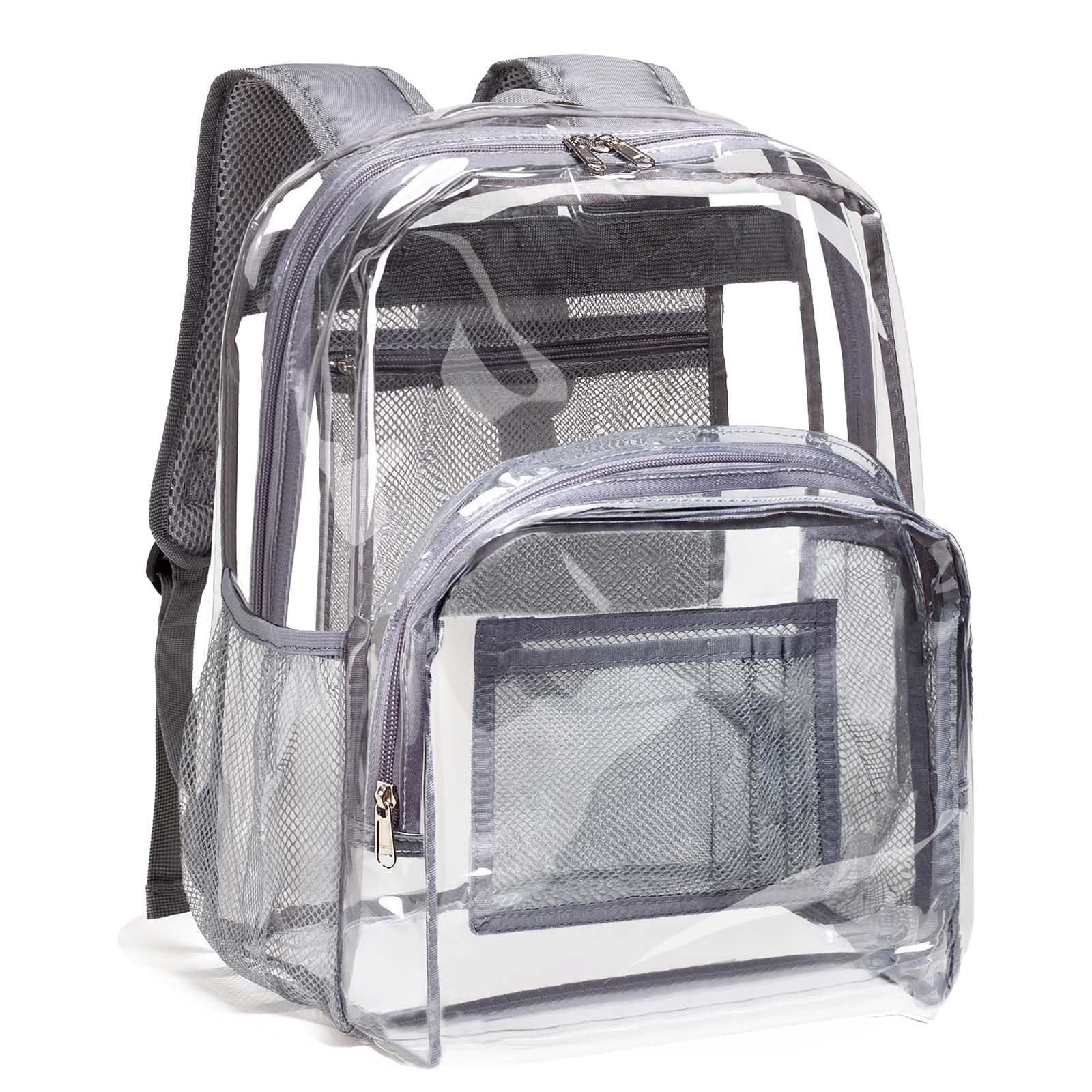 Photo 1 of Vorspack Clear Backpack Heavy Duty PVC Transparent Backpack with Reinforced Strap Stitches & Large Capacity for College Workplace Security - Grey