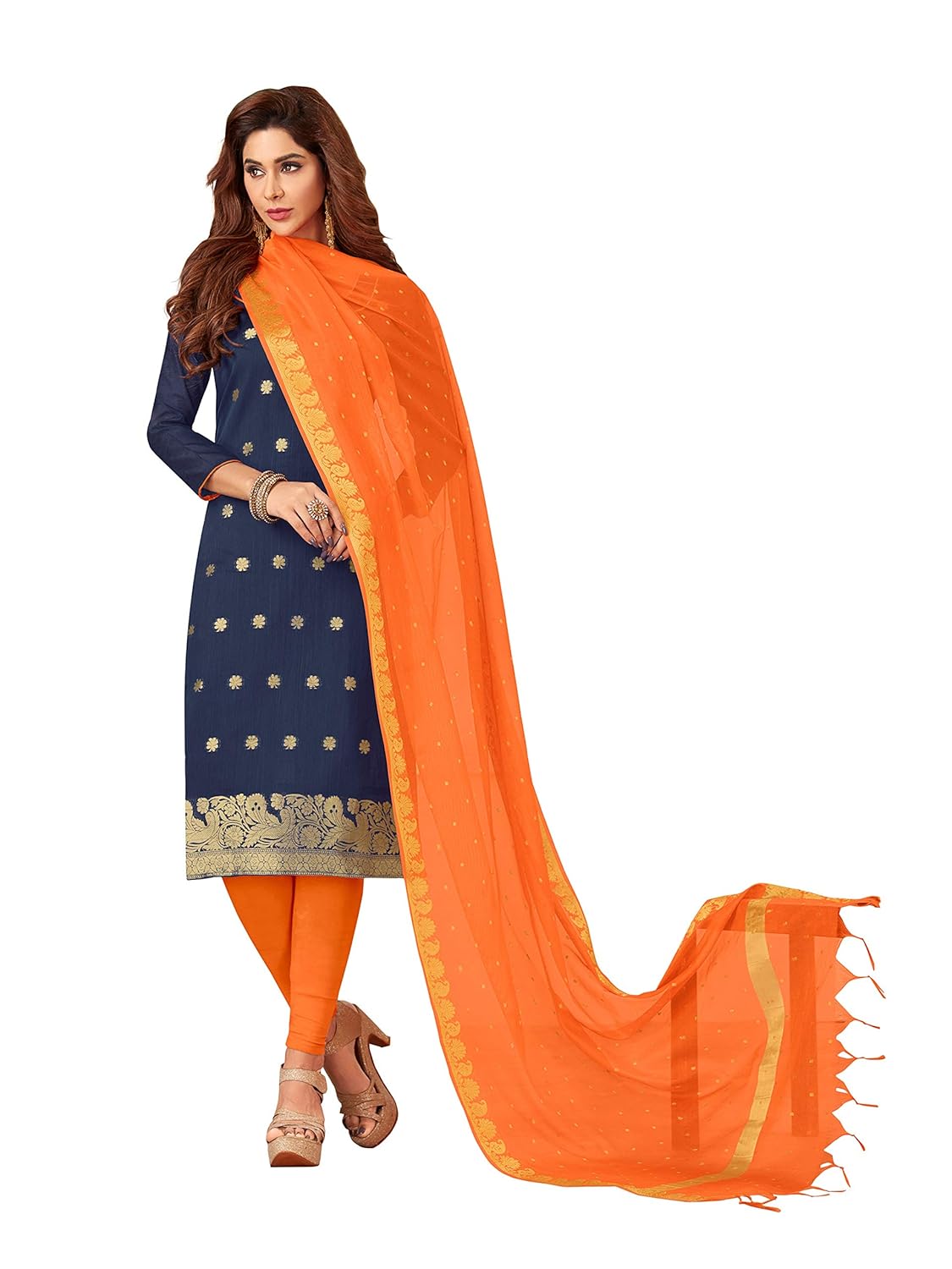buy anni designer women s blue color banarasi embroidered printed dupatta churidar dress material gol kulfi 2012 blue free size at amazon in buy anni designer women s blue color