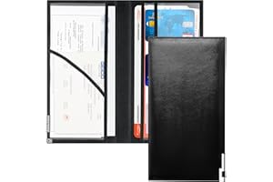 UYYE Magnetic Car Registration & Insurance Card Holder - Car Document Organizer for Vehicle Registration, Insurance Cards and Essentials Fits Glove Box, Compact Design（Black）