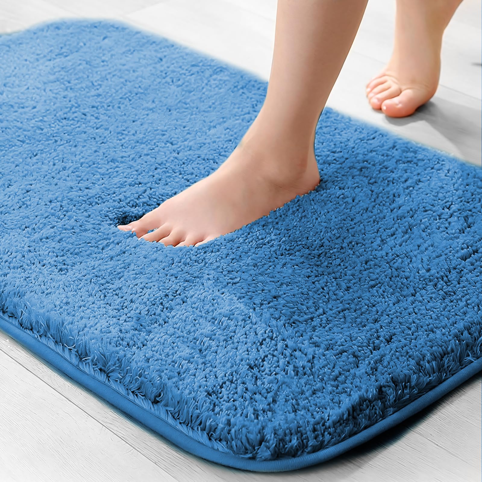 wyewye Microfibre Bath Mat, 2cm Super Thick, Super Absorbent Bathroom Rug 40x60cm, Blue โ image 1
