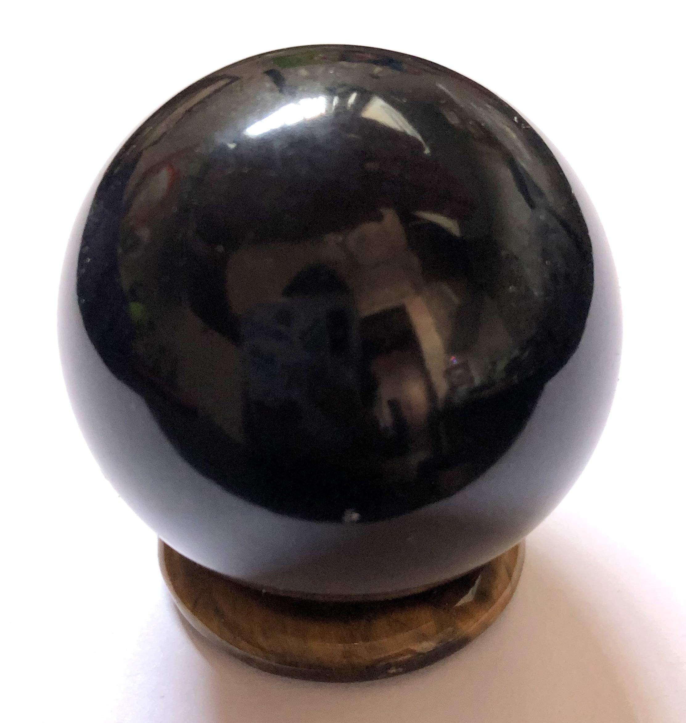 crystalmiracle Black Agate Crystal Gemstone 40-45 Mm Sphere Healing Reiki Feng Shui Gift Wellness Energy Peace Meditation Handcrafted