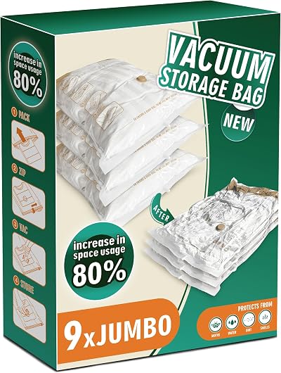 STORAGE MASTER Jumbo Space Saver Bags Pack of 9 Reusable Vacuum Bags