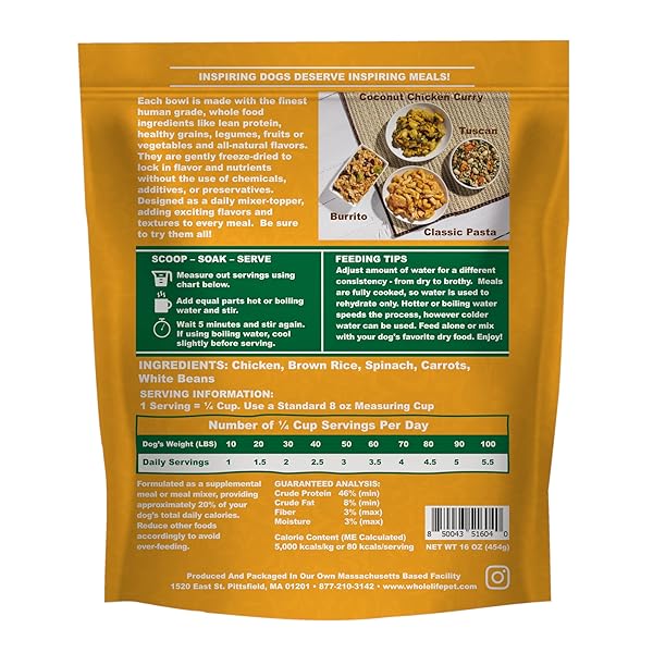 WHOLE LIFE PET BISTRO BOWL FOR DOGS – HUMAN GRADE MEAL MIXER FOOD TOPPER – HEALTHY WHOLE FOOD INGREDIENTS, PROTEIN RICH, ALL NATURAL – PICKY EATERS