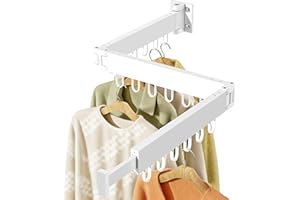 JAUREE Clothes Drying Rack Wall Mounted, Laundry Drying Rack Collapsible, Space Saving Wall Drying Rack Clothing Foldable, Tr