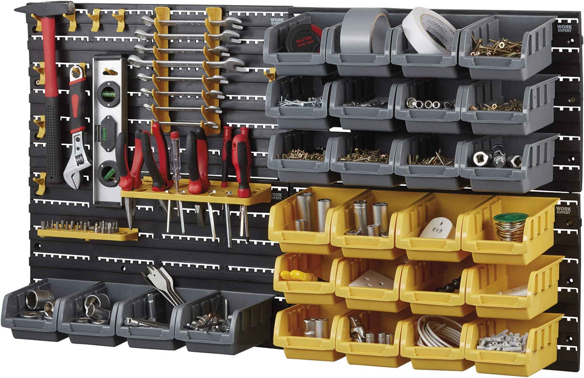 Work Expert Multi Bin DIY Tool Storage Organiser Rack Unit (46 Piece Bin & Board Set)