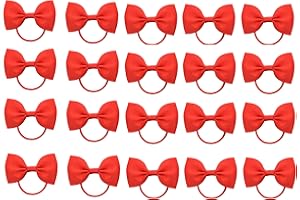 ZOONAI 20Pcs Baby Girl Toddlers Hair Bows, Mini Elastic Hair Ties Accessories Bow Ponytail Holder Rubber Hair Bands for Girls Kids Teens (Red, One Size)