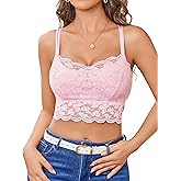Avidlove Bralettes for Women Lace Camisole V Neck Double-Layered Adjustable Strap Tank Cami Crop Top