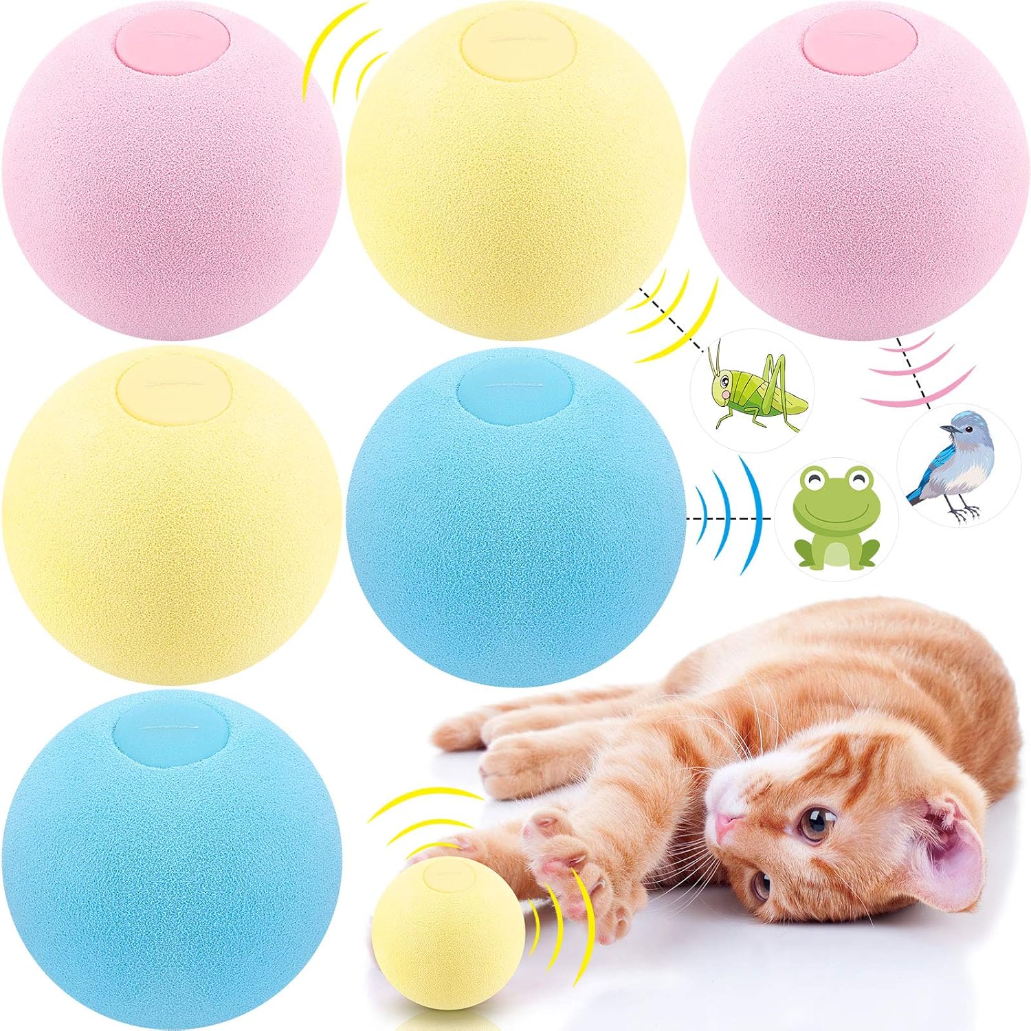 6 Pieces Chirping Balls Cat Toys with Sound Cat