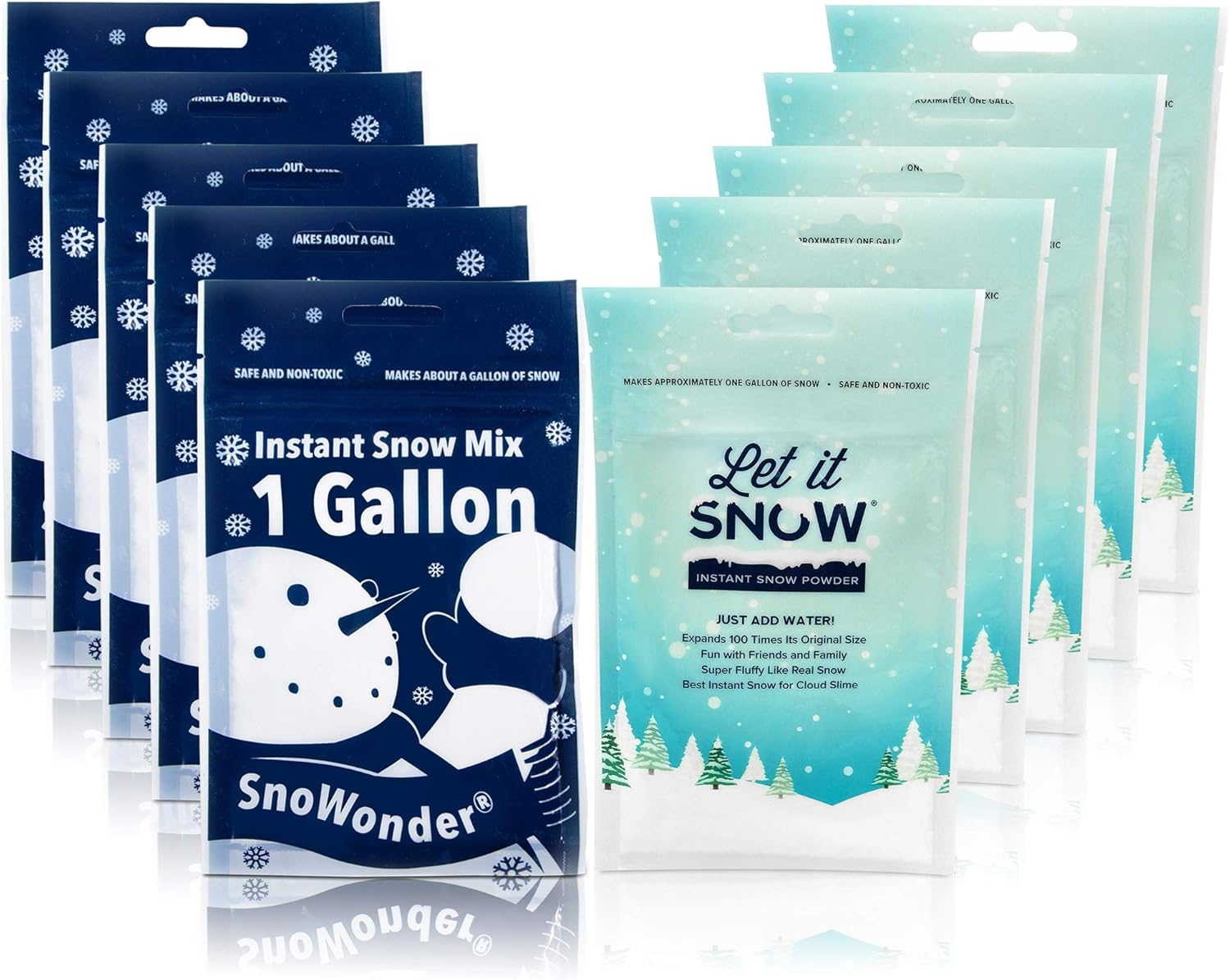 Artificial Snow - Let it Snow and SnoWonder Instant Snow Powder for Slime and Holiday Decorations - Artificial Snow Mix Makes 10 Gallons of Fake Snow - Made in The USA