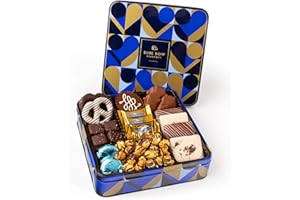 Blue Bow Gourmet Artisanal Chocolate Assortment Gift Tin for Birthday, Thank You, Business Gifts, Holiday