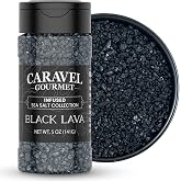 Caravel Gourmet Black Lava Hawaiian Sea Salt, Activated Charcoal, 5 oz | For seasoning, grilling, and finishing, mild smoky black salt with activated charcoal, shaker