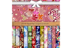 Japanese Kimono Decorative Paper Pack – 12 Sheets Scrapbook Craft Paper, 6×6in