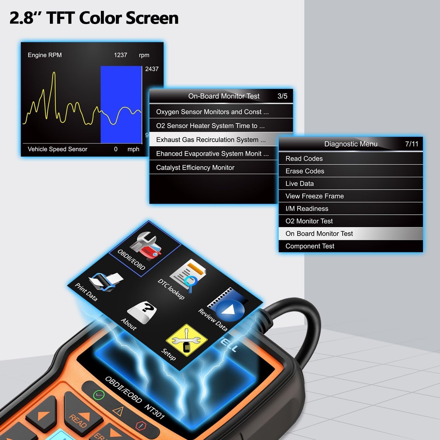Professional/DIY OBD2 Scanner Car Fault Code Reader Auto Diagnostic Scanner Tool Engine Tester for UK US European and Asian OBD II/EOBD Protocol Vehicle (Foxwell NT301 ) - Image 5