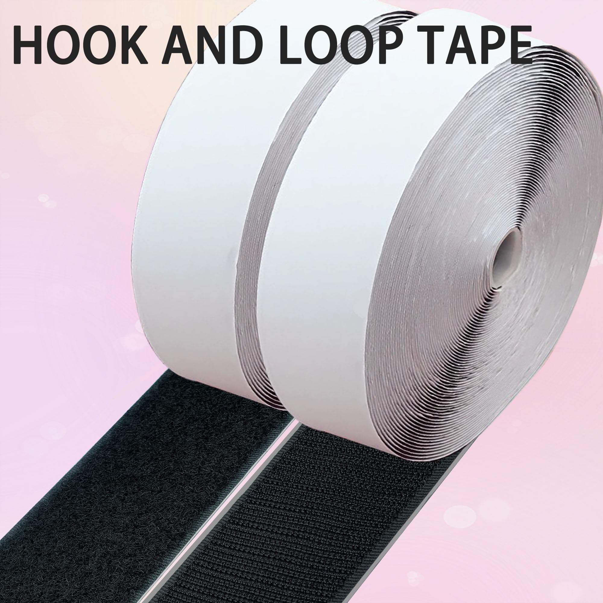 2 Inch x33 Feet Adhesive Hook and Loop Tape,Nylon Heavy Duty Tape Fasteners,Black Double Sided Self Adhesive Interlocking Tape Can Be Used to Fix Screen Window Sofa Cushions Carpet Wall Hanging