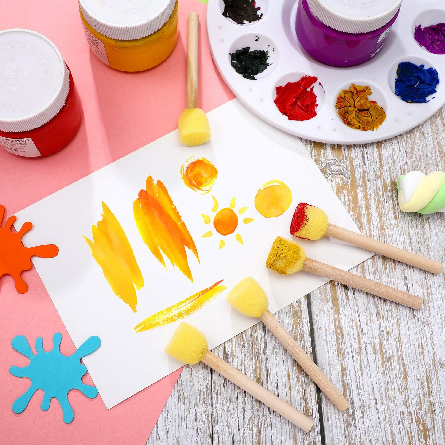 40 Pieces Round Sponge Foam Brush Set Paint Sponge Brush Wooden Handle Foam Brush Sponge Painting Tools for Kids Painting Crafts (0.6 Inch): Arts, Crafts & Sewing