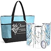 Buryeah 2 Pcs Chaos Coordinator Gift for Women Employee Appreciation 20oz Marble Tumbler Lid Large Tote Bag with Mesh Pocket Thank You Gift for Volunteer Practitioner Coworker Nurse(Blue)