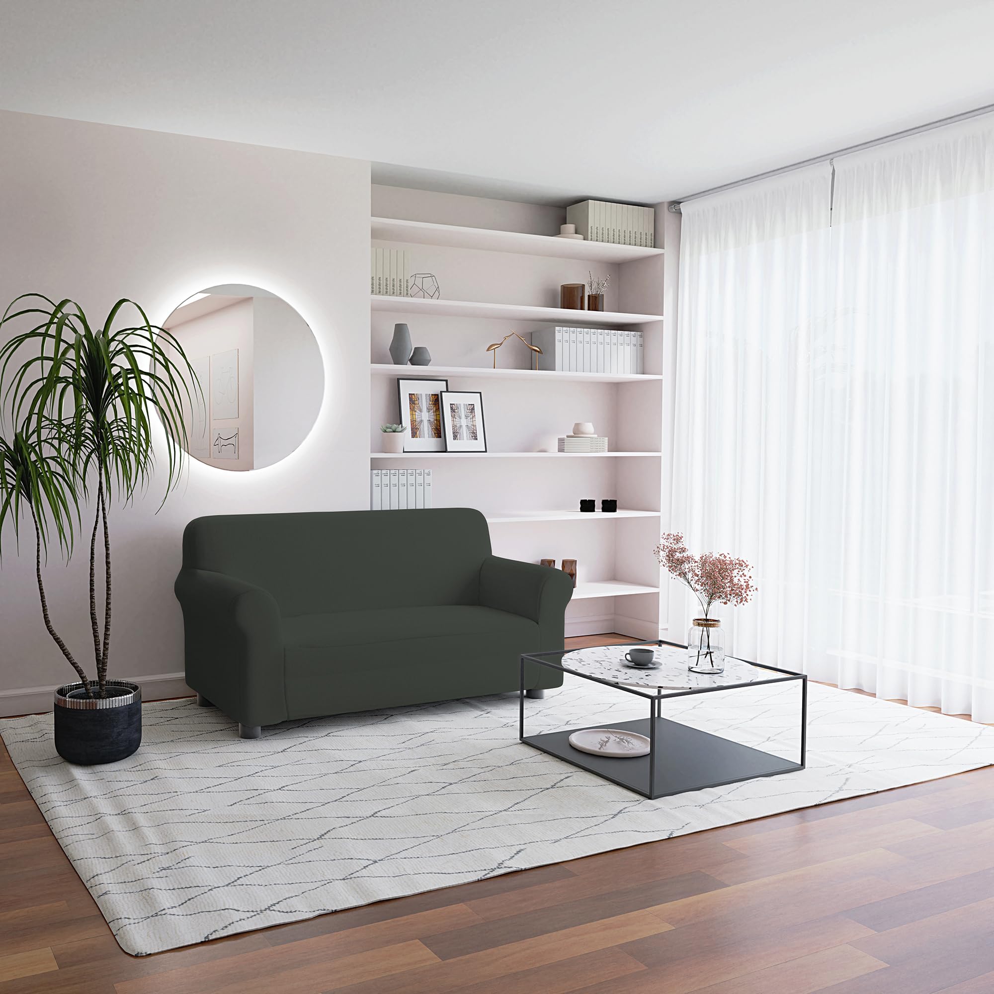 Italian Bed Linen Two-Way Sofa Cover Dark Grey 2 Seater