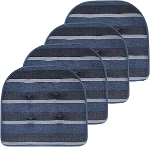 Sweet Home Collection Chair Cushion Memory Foam Pads Tufted Slip Non Skid Rubber Back U-Shaped 17