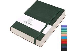 AHGXG Notebook College Ruled - 320 Numbered Pages Large B5 Thick Journal Lined Notebook for Work, 100gsm Thick Paper, Leather Softcover, for Women Men Work School, 7.6'' X 10''-Green