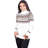 INTI ALPACA Turtleneck Nordic Sweater, Alpaca Wool, Black and White Fair Isle Pattern
