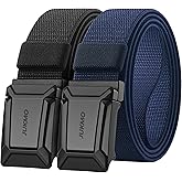 JUKMO Stretch Tactical Belt for Men,2 Pack Military Work Rigger Hiking 1.5" Elastic Nylon Web Quick Release Belt in Gift Box