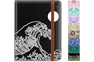 Rimilak Passport Holder, RFID Blocking Passport Cover Wallet Travel Essentials, Leather Travel Air Ticket Documents Organizer Protector for Women and Men, Abstract Waves