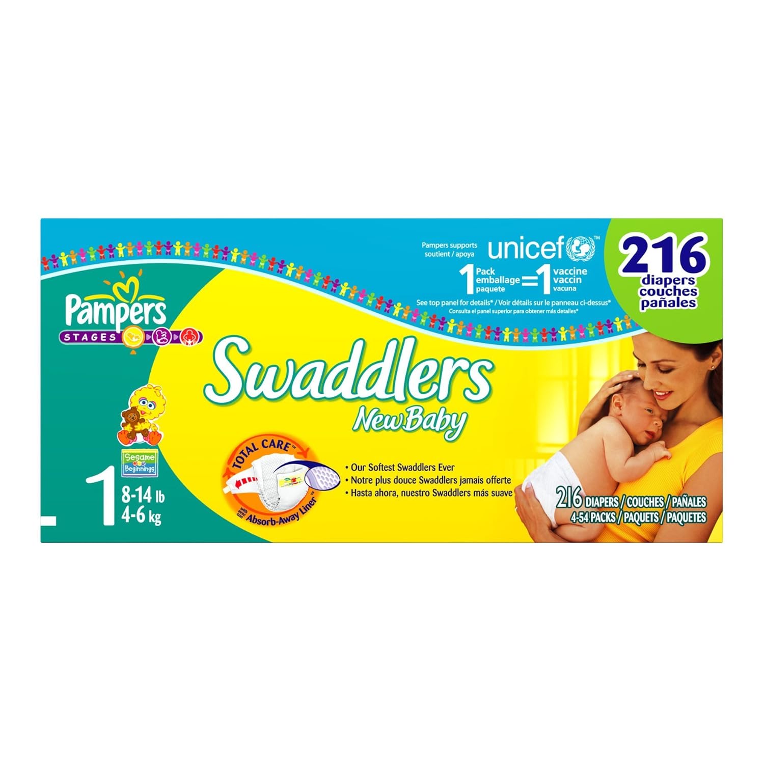 Pampers Swaddlers, Size 1, 216 Count Health & Personal Care