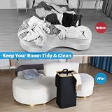 efluky 100L Laundry Basket with Lid Bamboo Handles XXL White/Black view 3
