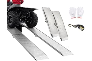GORKETT Truck Ramps ATV Ramps for Pickup Trucks 7.5FT Loading Ramps for Pickup Trucks Lawn Mower 1500LBS Aluminum Motorcycle Trail MTB Shed Car Ramps with Strap Handle Buckle 2PCs Silver Vehicle Folding Ramp