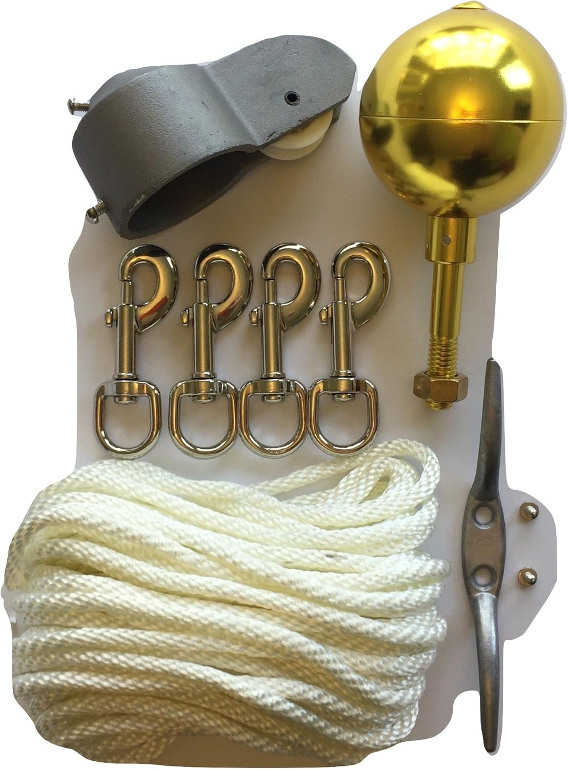 Diameter White Flagpole Halyard Rope 6 Inch Cleat 3 Inch Deluxe Gold